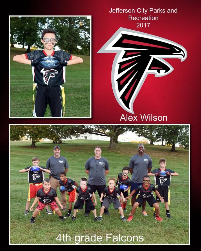 Peewee football team serious face individual and team photo