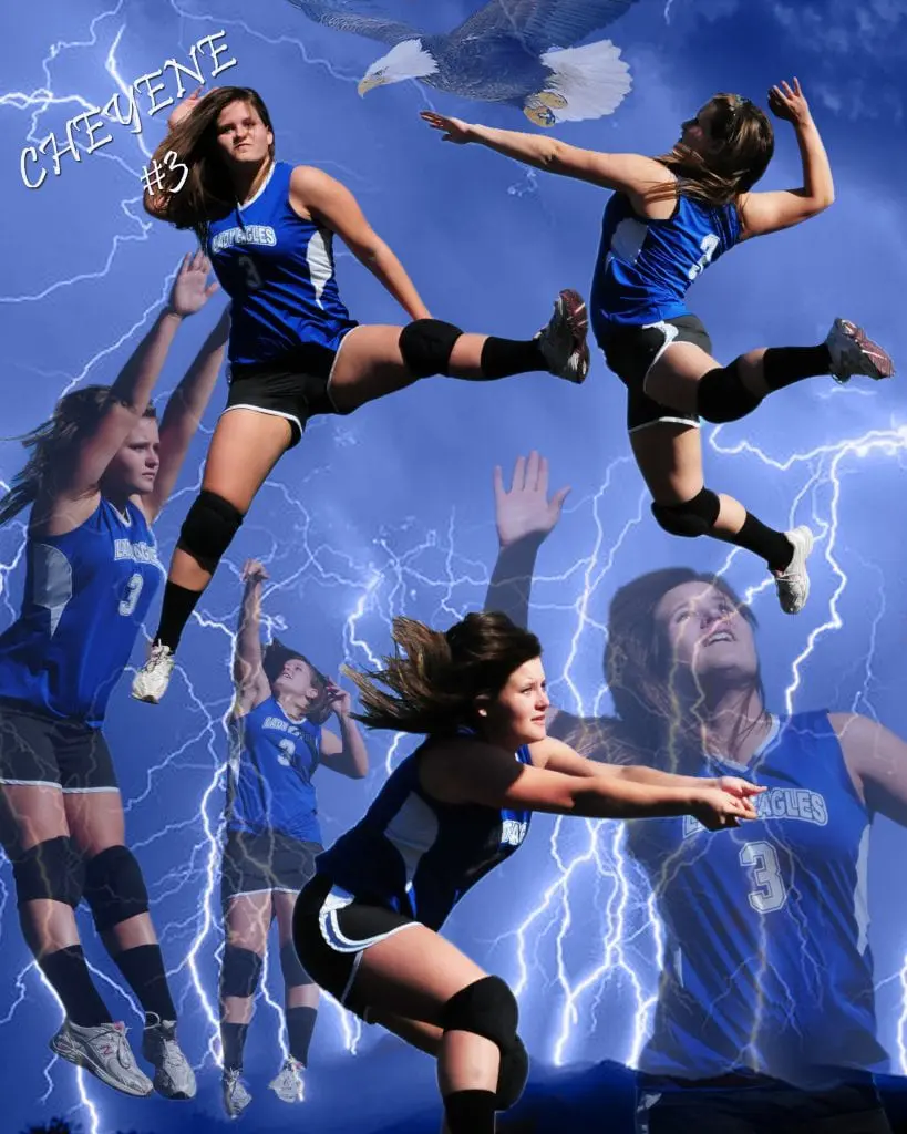 Individual volleyball player action shots